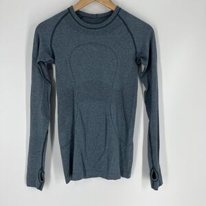 Lululemon T Shirt Size 4 Womens Blue Swiftly Tech Running Pullover Top Yoga